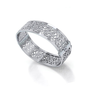 Large Silver Hollow Celtic Knot Bangle with open lock TBA216 - Jewelry